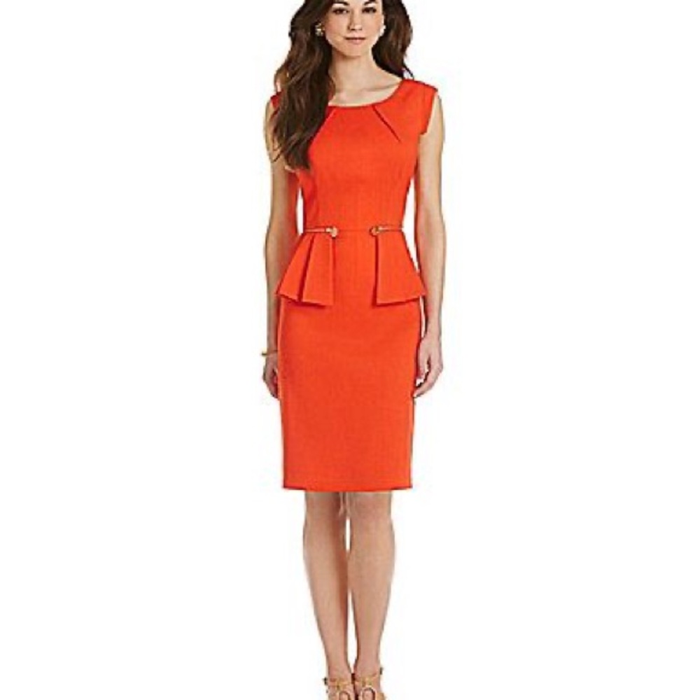 Antonio Melani Orange Peplum Dress Size 8